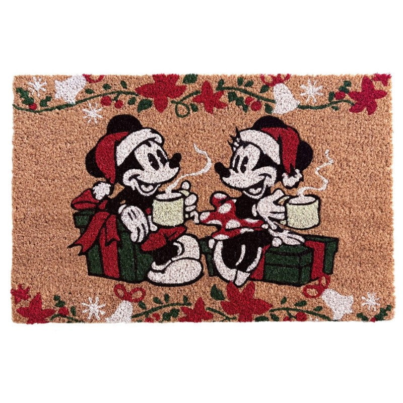 Micky Mouse en Minnie Mouse met kop en cadeau deurmat
