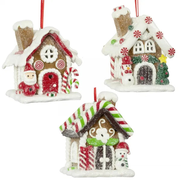 Kersthanger Christmas Paradise - Huisje 3D cadeau + sneeuwpop