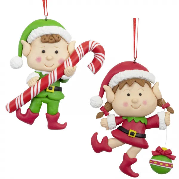 Kersthanger Christmas Paradise - Kleine elf jongetje zuurstok