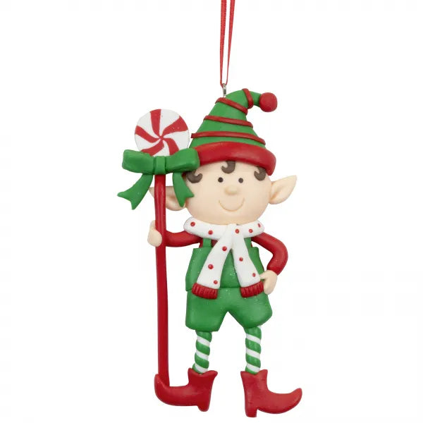 Kersthanger Christmas Paradise - Grote elf jongetje snoepscepter