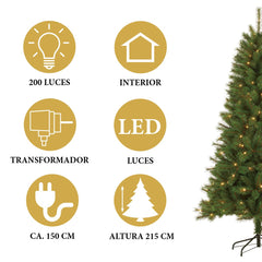 Xmas Tree Led Green 200L 215Cm