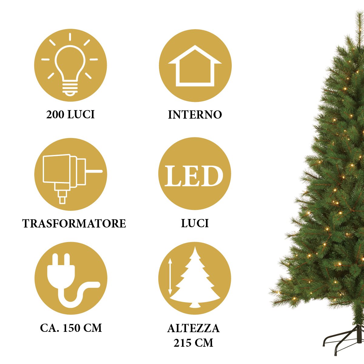 Xmas Tree Led Green 200L 215Cm
