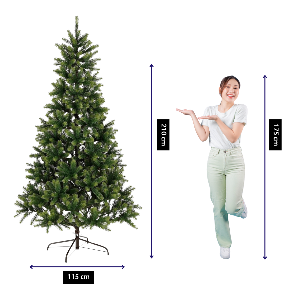 Nagoya X-Mas Tree Green Tips 1448 - H210Xd115Cm