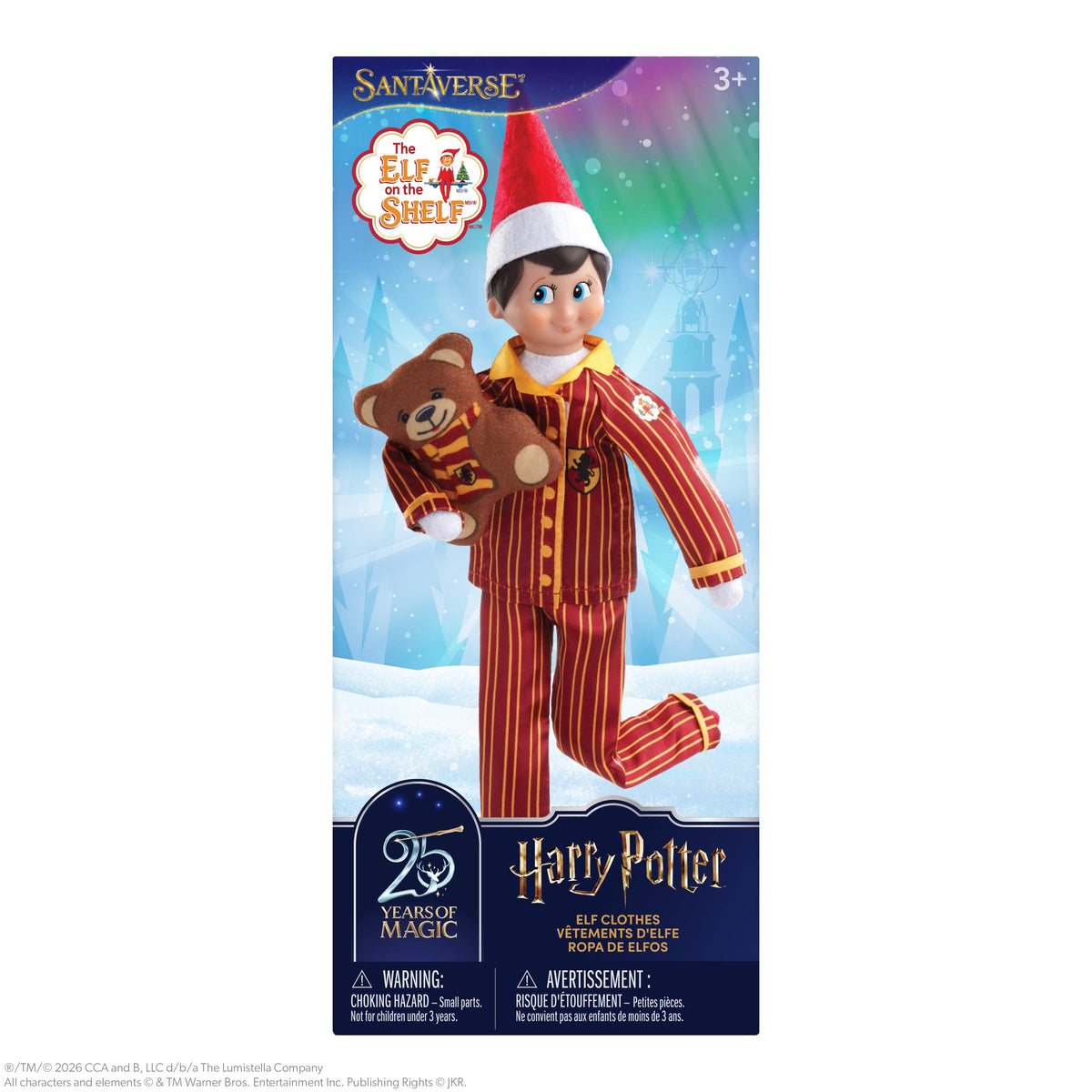 Elf on the Shelf Harry Potter Gryffindor pyjama set met knuffelbeer