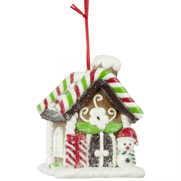 Kersthanger Christmas Paradise - Huisje 3D cadeau + sneeuwpop