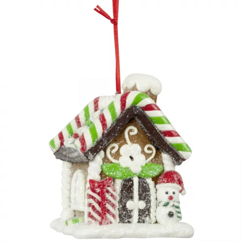 Kersthanger Christmas Paradise - Huisje 3D cadeau + sneeuwpop
