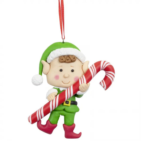 Kersthanger Christmas Paradise - Kleine elf jongetje zuurstok