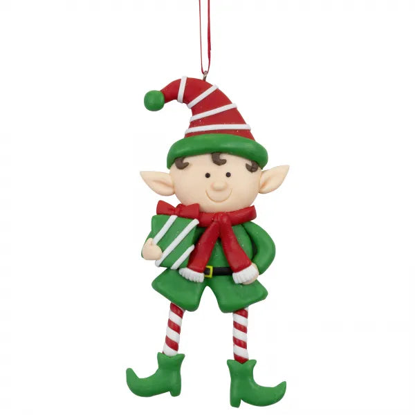 Kersthanger Christmas Paradise - Grote elf jongetje cadeau