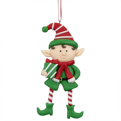 Kersthanger Christmas Paradise - Grote elf jongetje cadeau