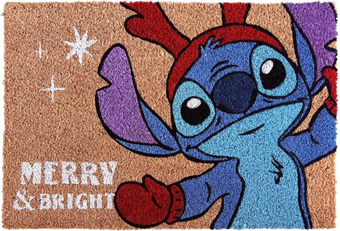 Disney kerst kokosmat / deurmat - Stitch Merry & Bright