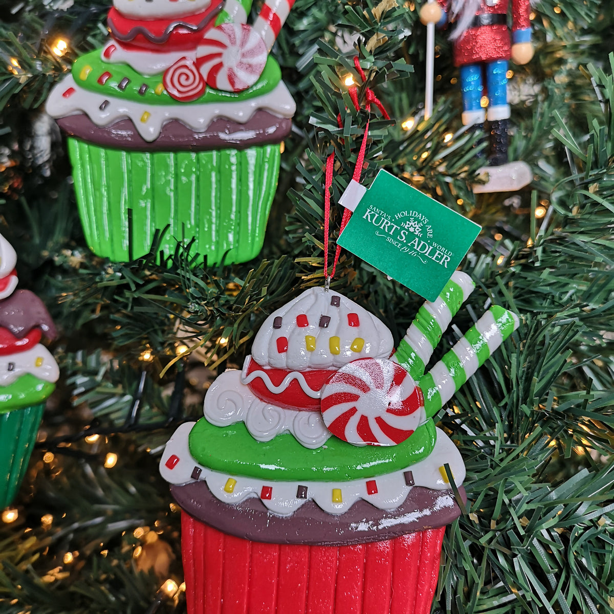 Kurt S. Adler kersthanger - Cupcake rood