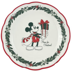 Disney kerst diner bord Mickey mouse met cadeaus en kerstkrans