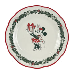 Disney kerst ontbijtbord Minnie mouse met cadeau en kerstkrans