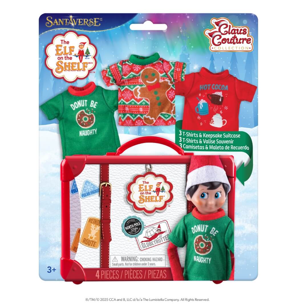 Elf on the shelf festive fun T-shirt set met koffertje