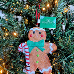 Kurt S. Adler kersthanger - Gingerbread poppetje met groene strik