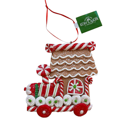 Kurt S. Adler kersthanger - Gingerbread trein witte strepen
