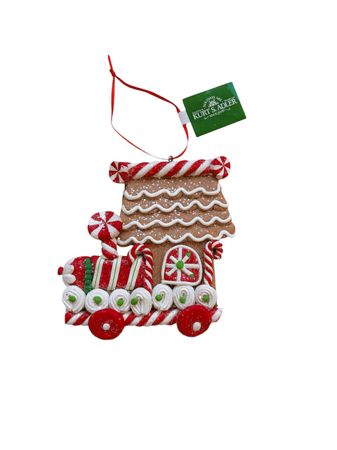 Kurt S. Adler kersthanger - Gingerbread trein witte strepen