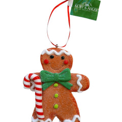 Kurt S. Adler kersthanger - Gingerbread poppetje met groene strik