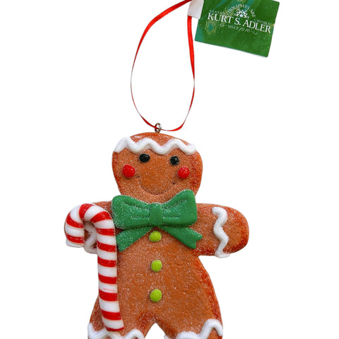 Kurt S. Adler kersthanger - Gingerbread poppetje met groene strik