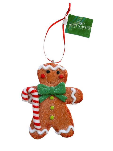Kurt S. Adler kersthanger - Gingerbread poppetje met groene strik