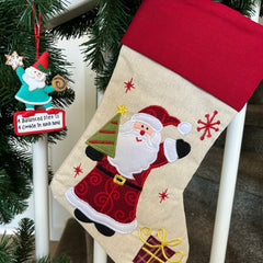 Kerstsok/stocking beige Kerstman