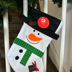 Kerstsok/stocking sneeuwpop