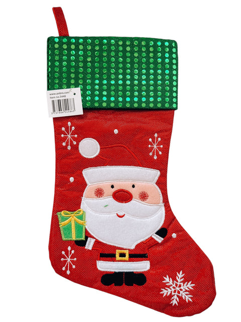 Kerstsok/stocking shiny Kerstman