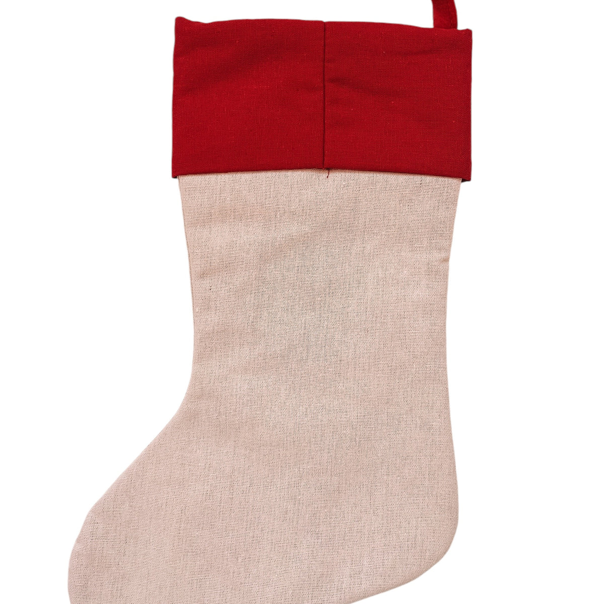Kerstsok/stocking beige sneeuwpop