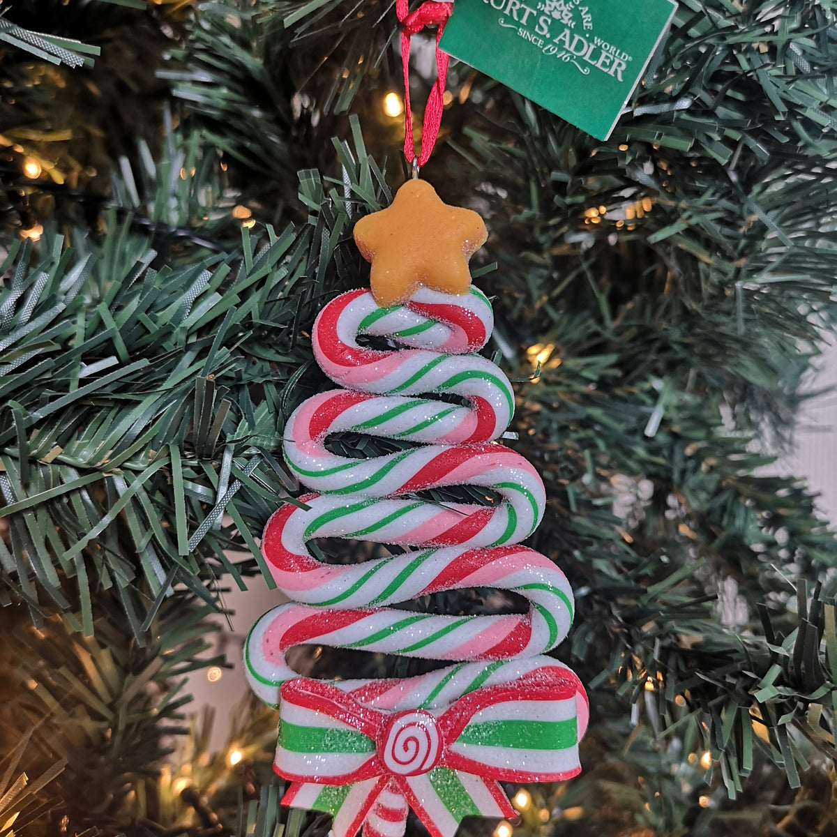 Kurt S. Adler kersthanger - Peppermint kerstboom rood/groen