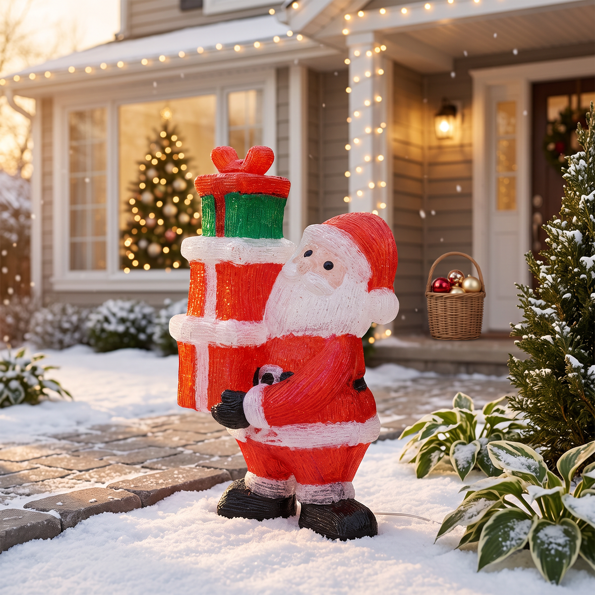 Lichtgevende Kerstman met cadeautjes - acryl verlichting - kerst - kerstdecoratie - kerstverlichting