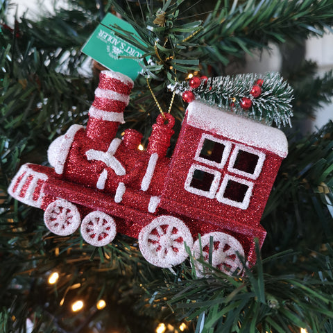 Een Amerikaanse kersttrein hanger voor in de kerstboom van Kurt S. Adler