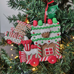 Kurt S. Adler kersthanger - Gingerbread trein groene streep