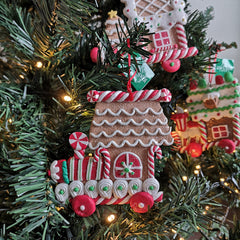 Kurt S. Adler kersthanger - Gingerbread trein witte strepen