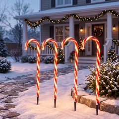 Zuurstok tuinstekers verlicht - candycane - candycanes - kerstverlichting - buitenverlichting - kerst 