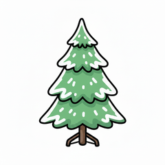 Cartoon Christmas Tree dunne outlines