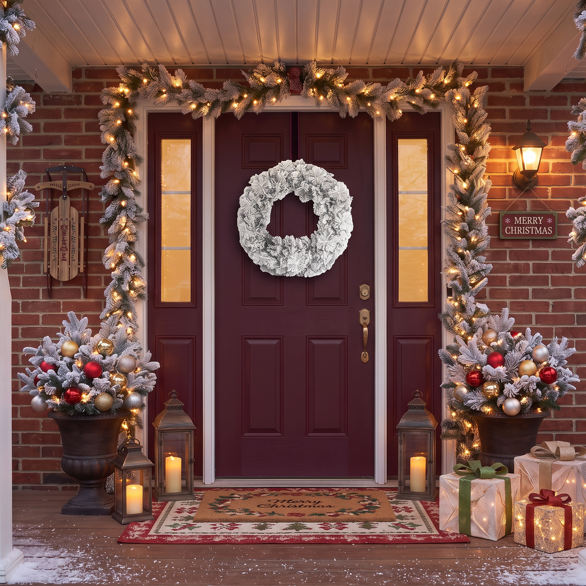 Kerstkrans met sneeuw - diameter 50 cm - deurkrans - kerst - kerstdecoratie 