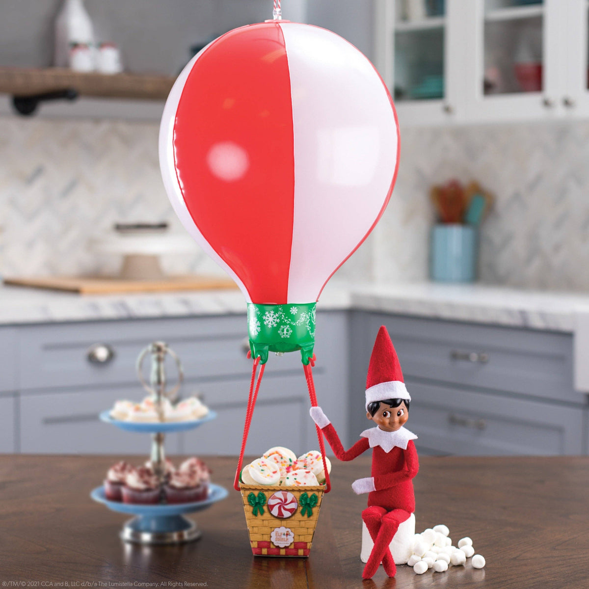 elf on the shelf in een luchtballon, accesoire voor elf on the shelf