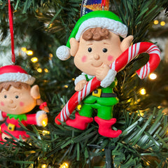 Kersthanger Christmas Paradise - Kleine elf jongetje zuurstok
