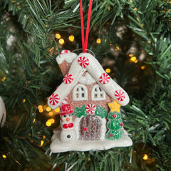 Kersthanger Christmas Paradise - Huisje 3D sneeuwpop + kerstboom