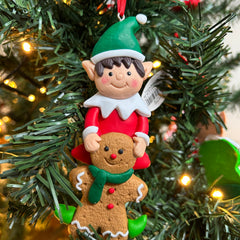 Kersthanger Christmas Paradise - Grote elf jongetje Gingerbread